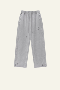 Men's Vintage Washed Frayed Hem Cotton Straight Leg Pants