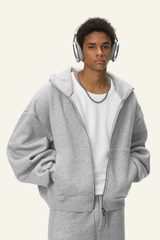 Men's  Streetwear Curved-Sleeve Boxy Hooded Jacket