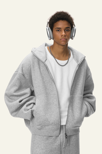 Men's  Streetwear Curved-Sleeve Boxy Hooded Jacket