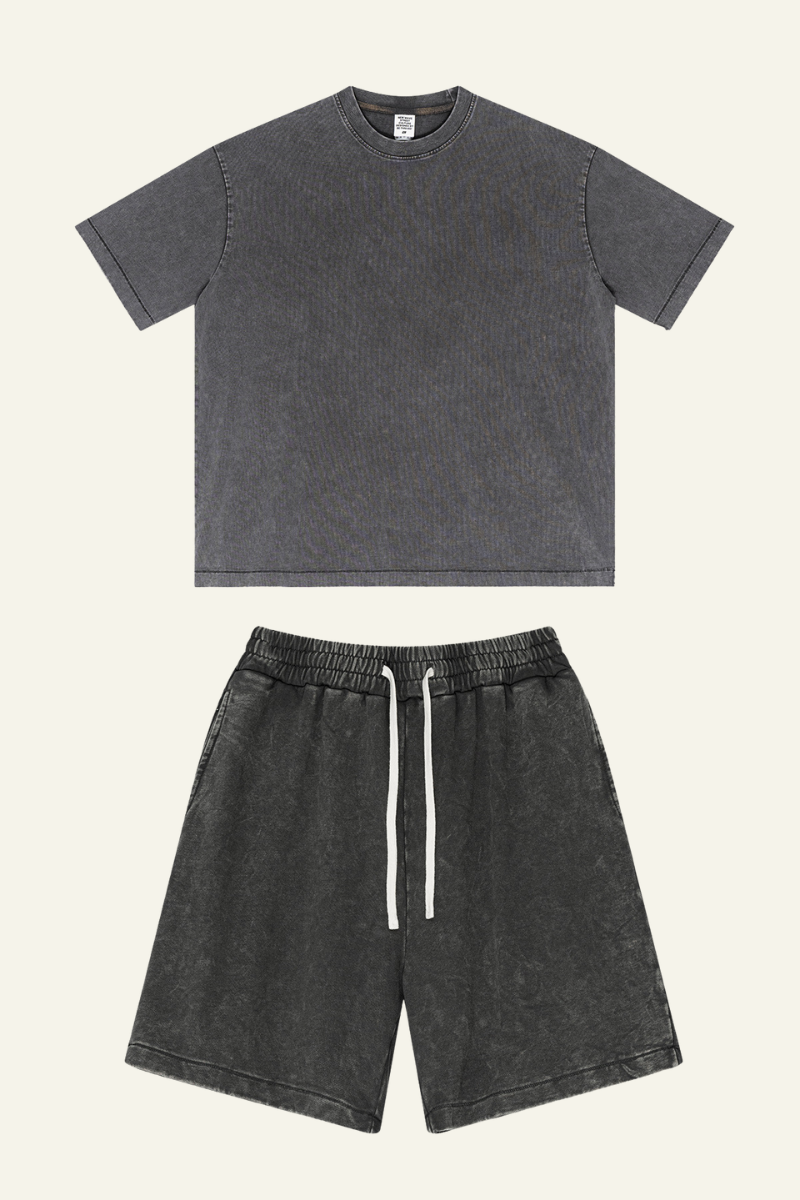 Men's Cotton Dopamine Set: T-shirt And Athletic Wear Short