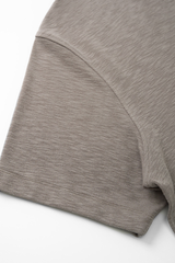 Women's Summer Button Placket Oversized Tee - Natural Fabric