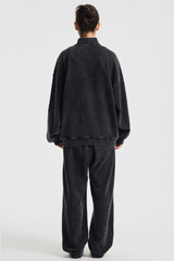 Women's Cotton Streetwear Set:Stand Collar Jacket And Wide-Leg Pant