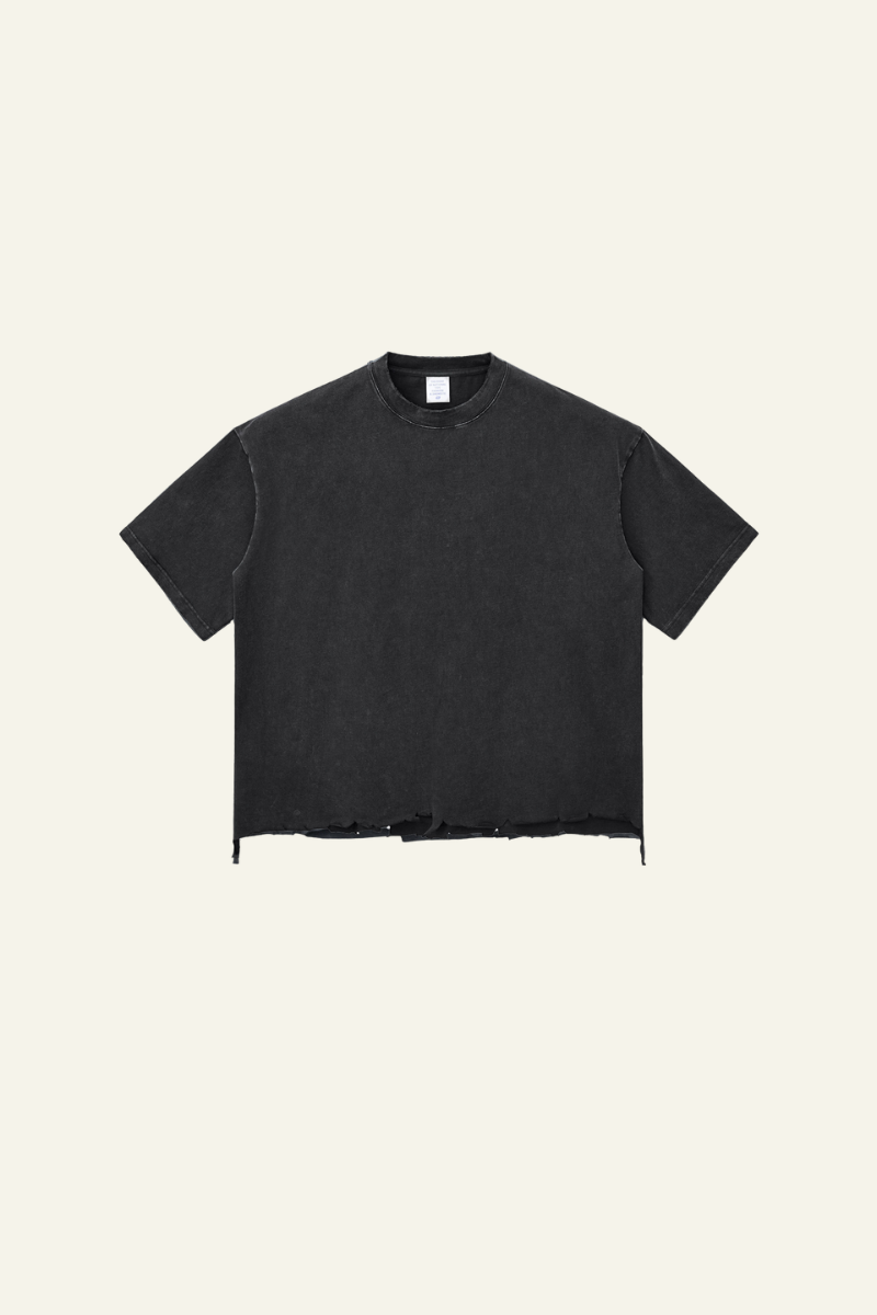 Women's  Cotton Frayed Streetwear Washed T-Shirt