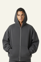 Men's Streetwear Cropped Full Zipper Hooded Jacket