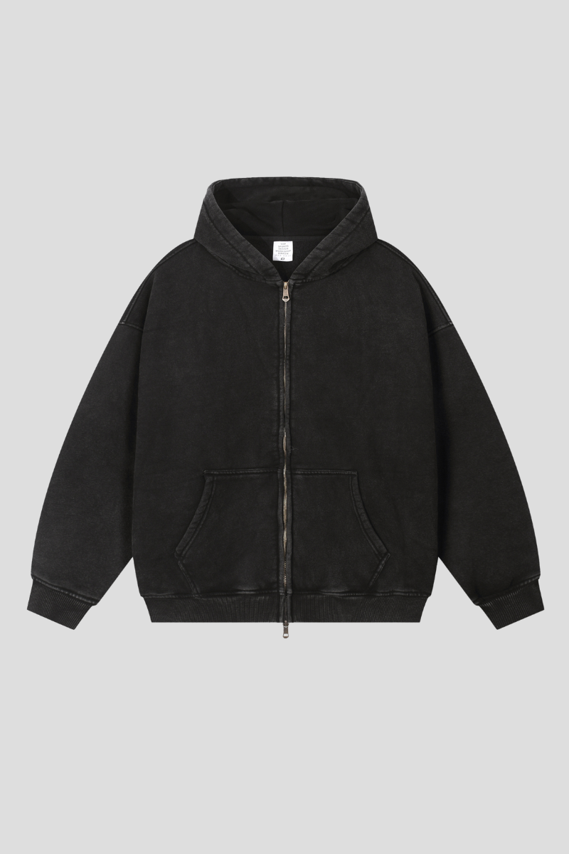 Women's Fall Winter 360g Washed Batik Fleece Loose Hoodie