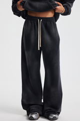Men's Streetwear Washed Distressed Fleece-Lined  Pants