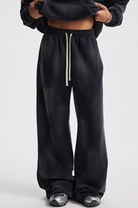 Men's Streetwear Washed Distressed Fleece-Lined  Pants