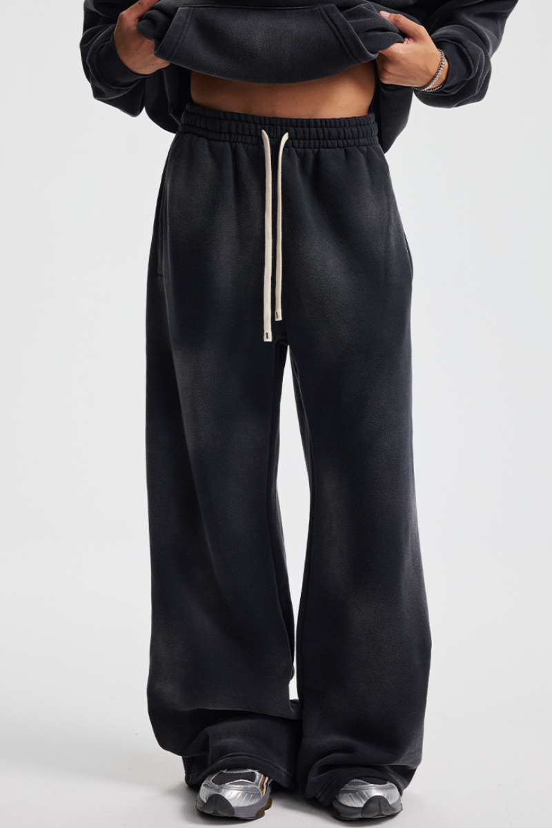 Men's Streetwear Washed Distressed Fleece-Lined  Pants
