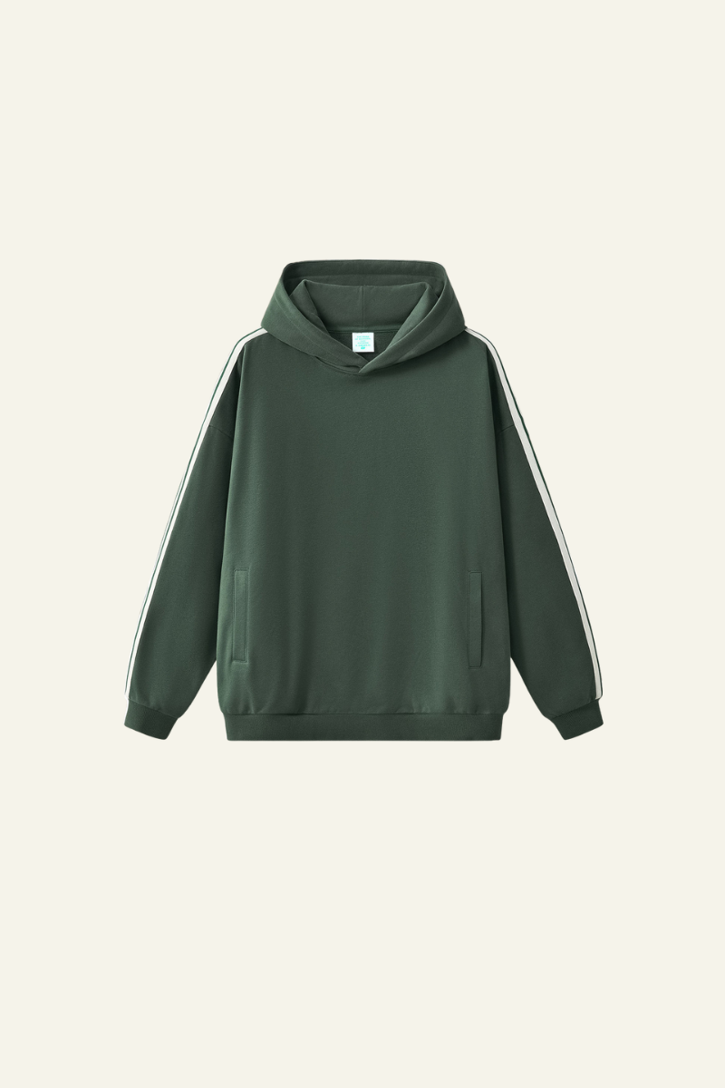 Women's Streetwear Side-Striped Solid Hoodie