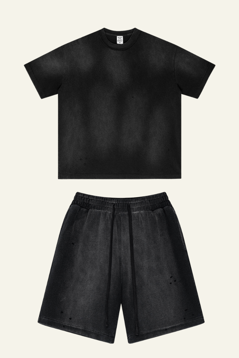 Men's Streetwear Cotton Set:Sleeveless T-shirt And Short