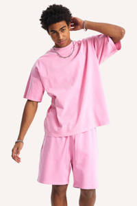 Unisex Summer Washed Distressed Fade Tee & Shorts Set