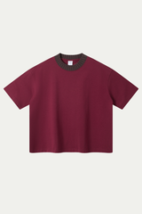 Women's 305g Cotton Colorblock Knit Boxy Crewneck Tee