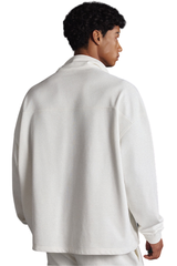 Men's Summer 450g Half Zip Raw Edge StandCollar Sweatshirt