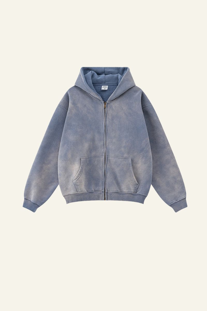 Men's Streetwear Fleece-lined Full Zipper Hooded Jacket