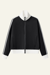 Women's Streetwear Vintage Stand-Collar Side-Striped Jacket