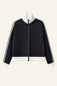 Women's Streetwear Vintage Stand-Collar Side-Striped Jacket