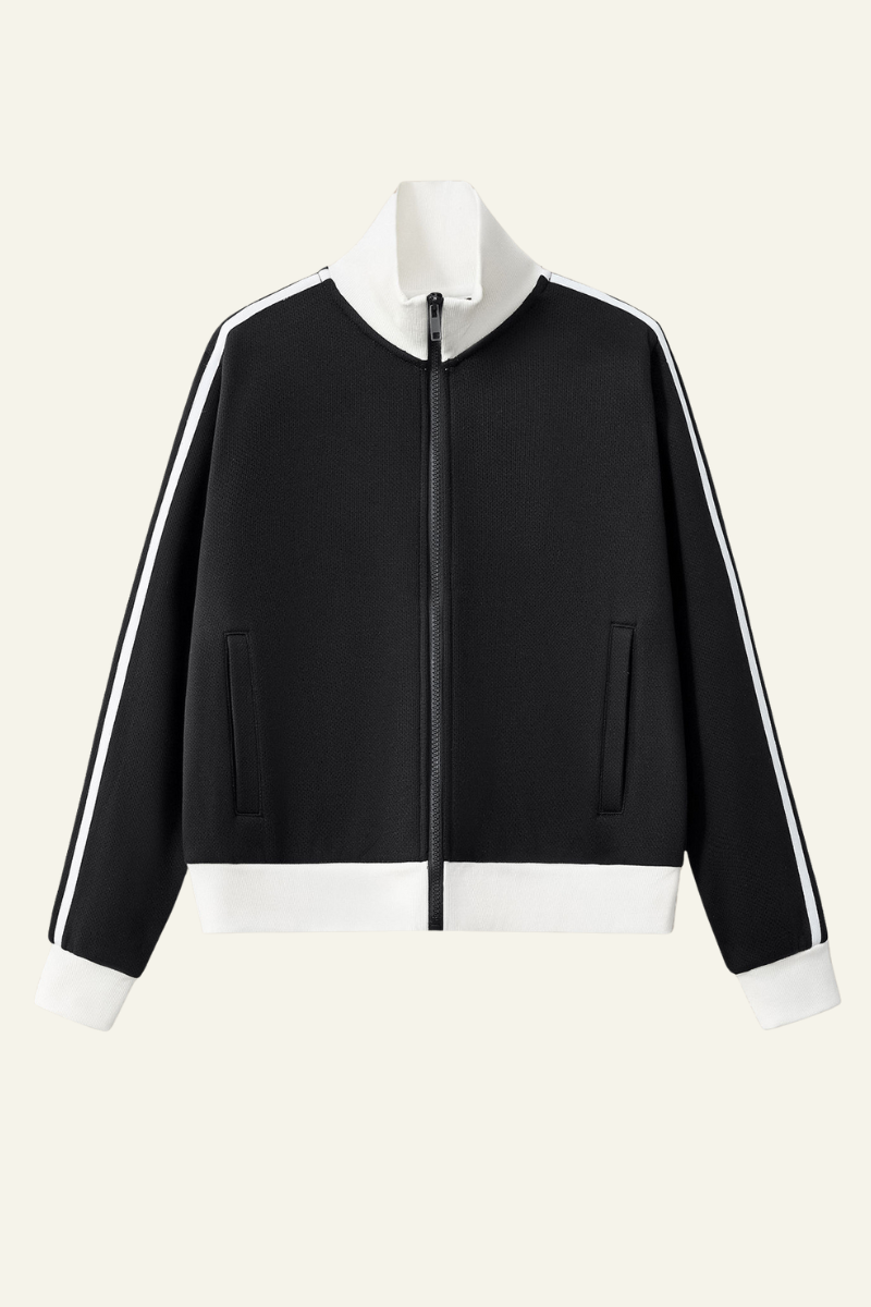 Women's Streetwear Vintage Stand-Collar Side-Striped Jacket
