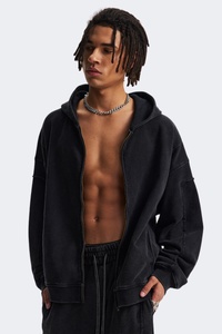 Men's Cotton Streetwear Full Zipper Hooded Jacket