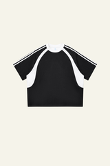 Men's  Cotton Side Striped Color Block Streetwear T-shirt.