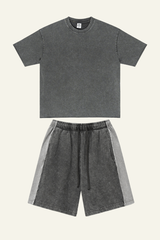 Men's Cotton Streetwear Vintage Set:T-shirt And Short