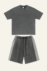 Men's Cotton Streetwear Vintage Set:T-shirt And Short