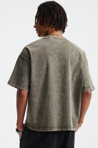 Men's Cotton Streetwear Washed Distressed T-shirt