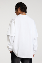 Men's Spring Summer 305g Heavy Cotton Mock Layer Long Sleeve