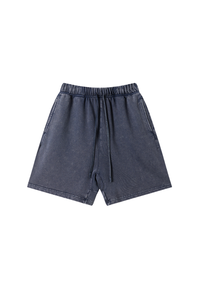 Unisex Spring Summer 360g Cotton Washed Drawstring Shorts