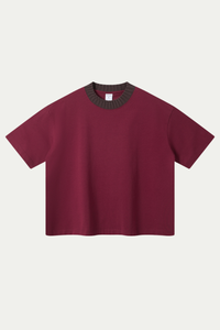 Men's 305g Cotton Colorblock Knit Boxy Crewneck Tee