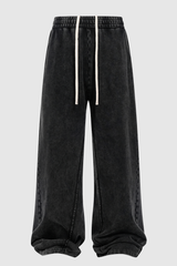 Men's Cotton Vintage-Distressed Raw-Edge Patchwork Pants