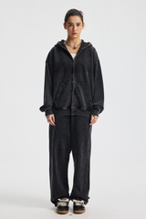Men's Cotton Streetwear Set:Full Zipper Hooded Jacket  And Sweatpants
