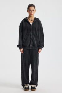 Men's Cotton Streetwear Set:Full Zipper Hooded Jacket  And Sweatpants