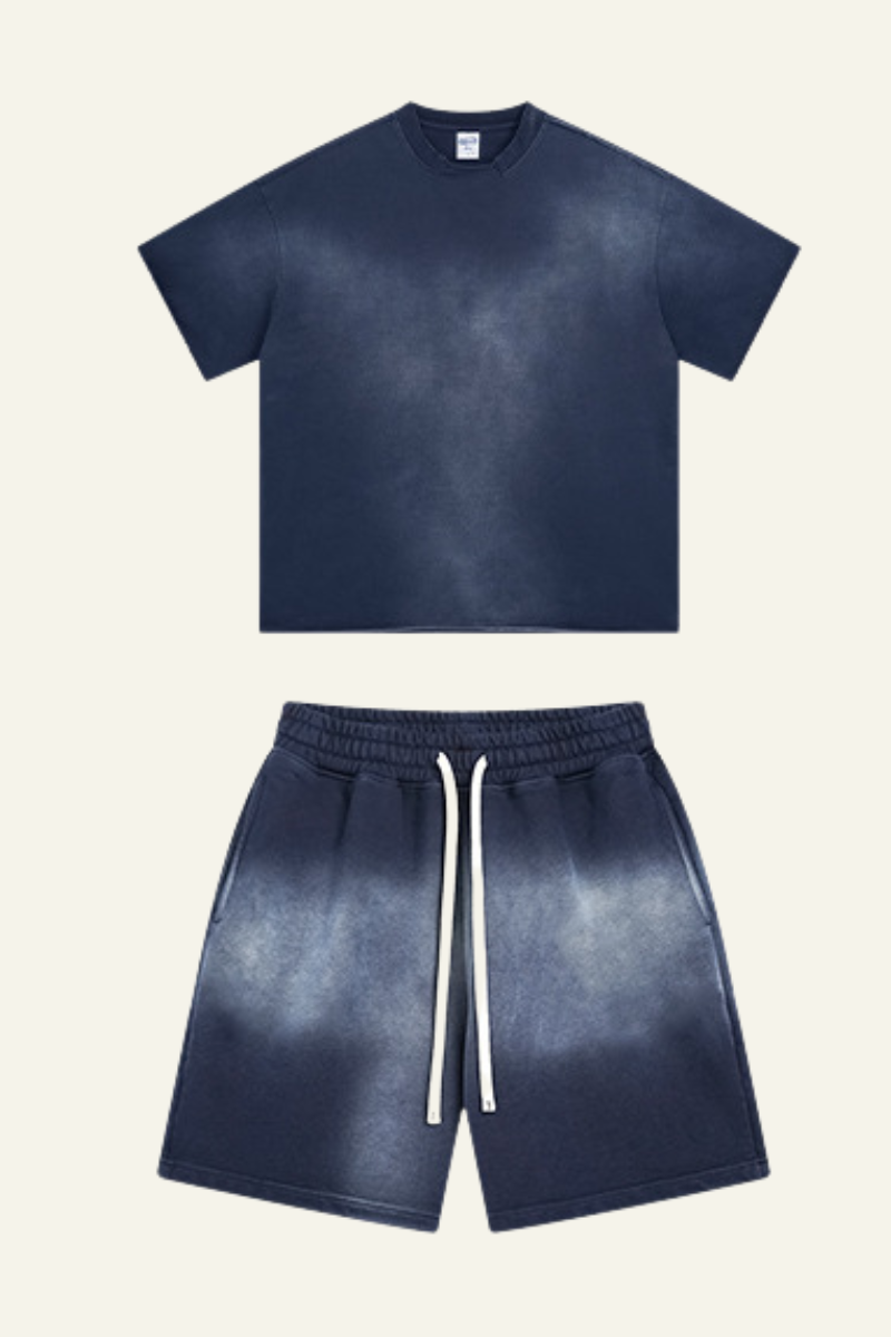 Women's Cotton Gradient Set: Loose-fitting T-shirt And Short