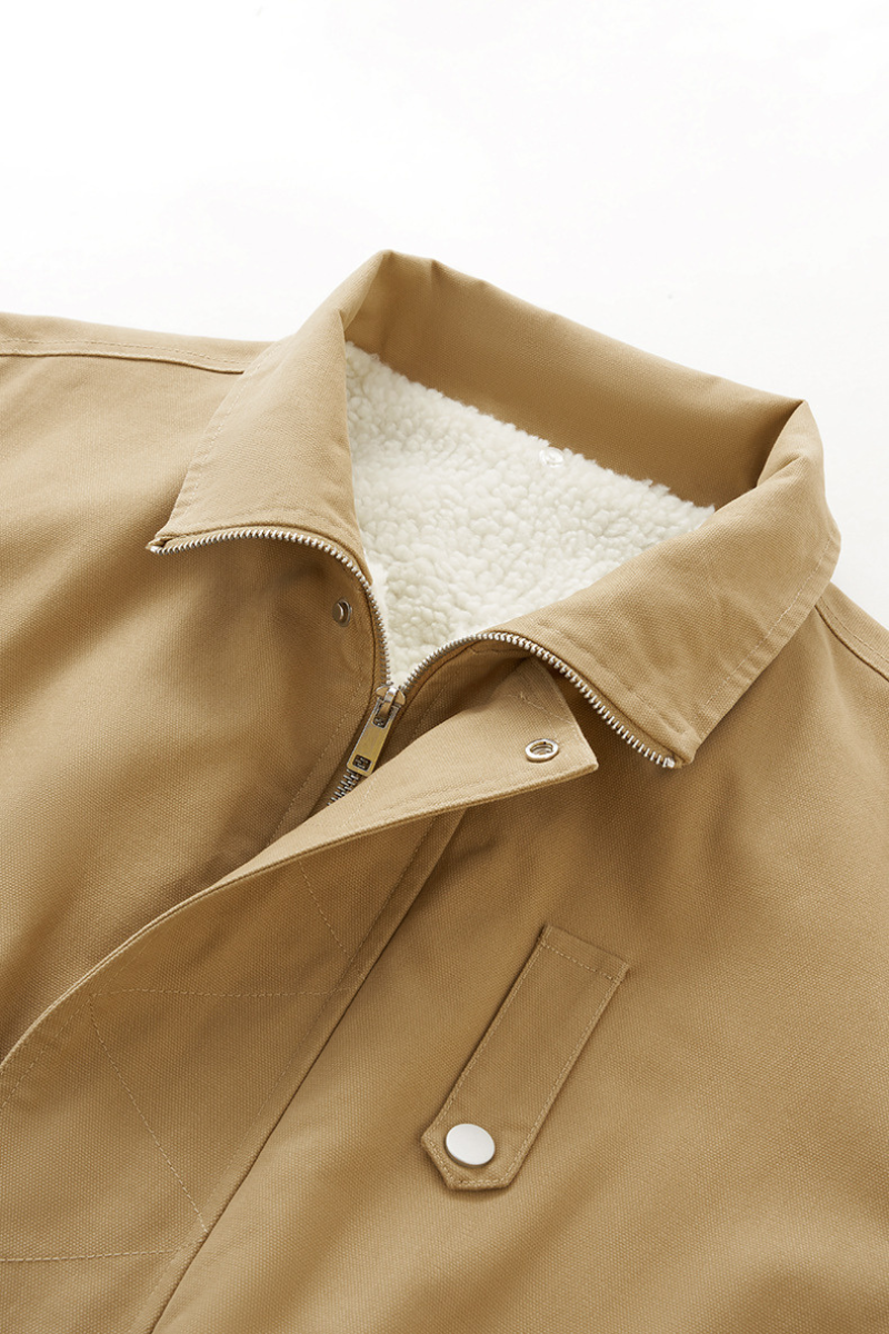 Men's Streetwear Detachable Collar Fleece Stand Jacket