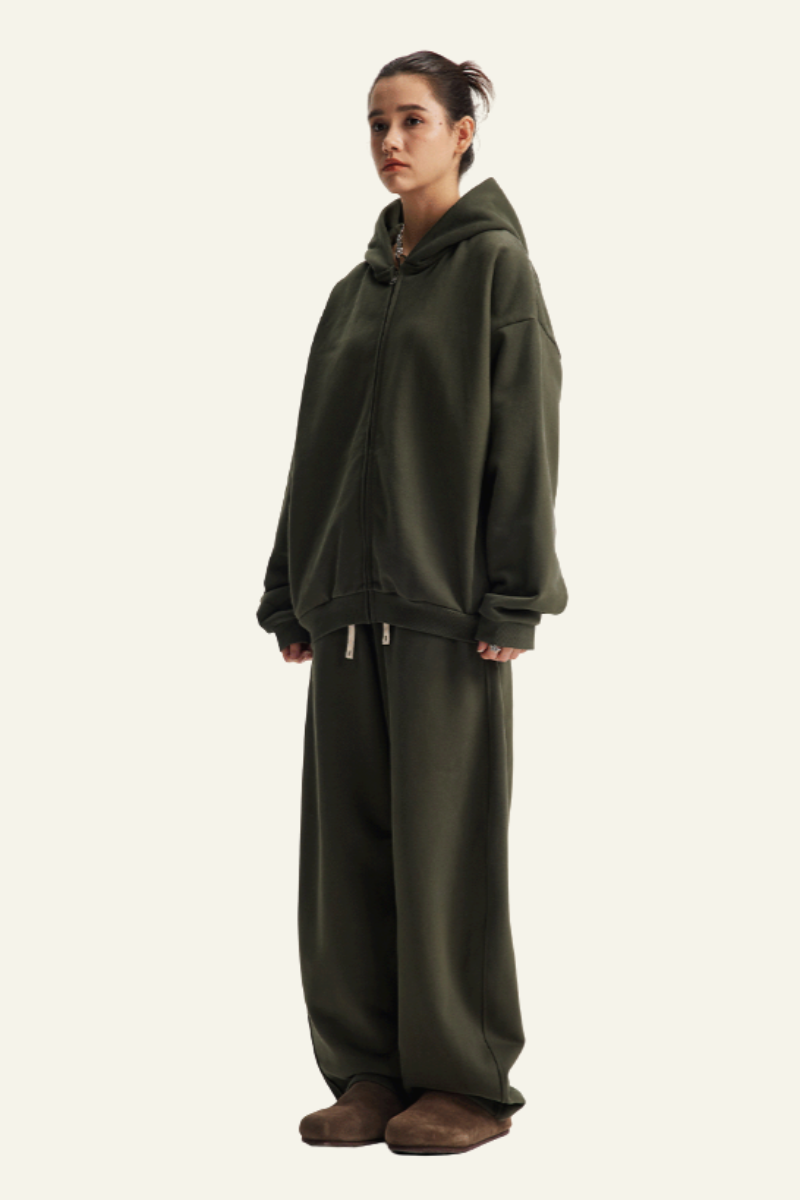 Women's Set:Fleece-lined Zipper Jacket & Curved-blade Pants