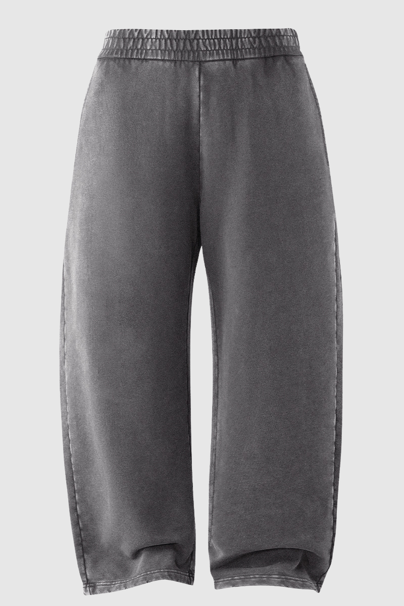 Men's Cotton Streetwear Washed Worn-Out Curved-Blade Pants