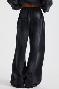 Men's Streetwear Washed Distressed Fleece-Lined  Pants