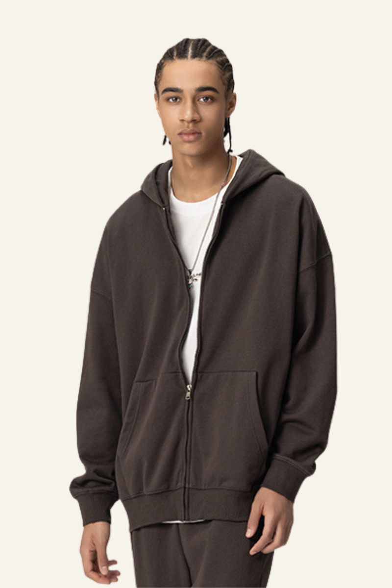 Men's Streetwear Full Zipper Hooded Jacket