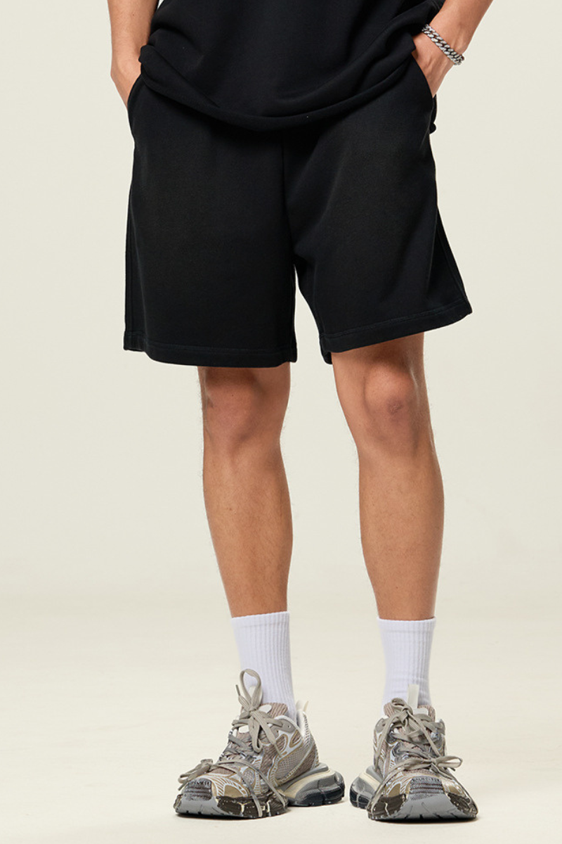 Men's 350G Cotton Shorts - Spray Wash Vintage Drawstring