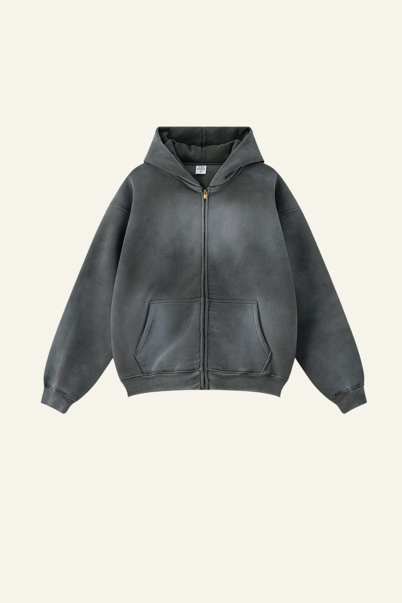 Men's Streetwear Fleece-lined Full Zipper Hooded Jacket