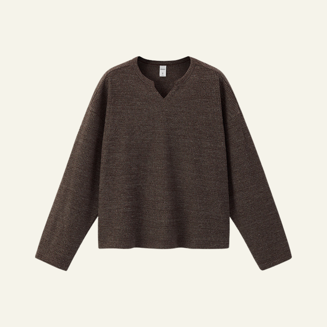 Men's Streetwear V-Neck Waffle Textured Knit Sweater