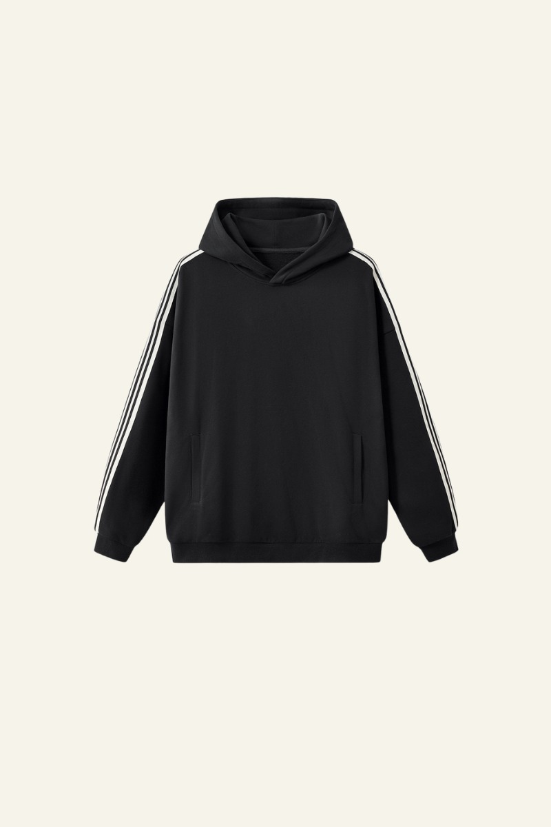 Women's Streetwear Side-Striped Solid Hoodie