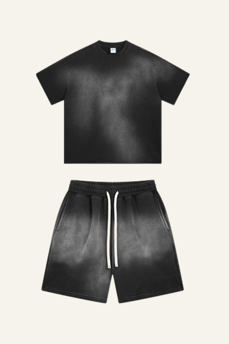 Women's Cotton Gradient Set: Loose-fitting T-shirt And Short