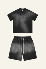 Women's Cotton Gradient Set: Loose-fitting T-shirt And Short