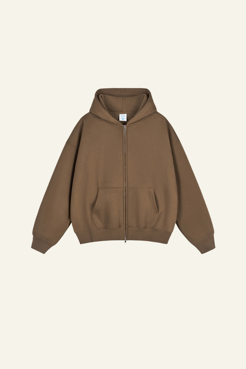 Women's Streetwear Fleece-lined  Full-Zipper Hooded Jaacket