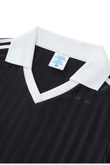 Color-blocked collegiate-style short T-shirt