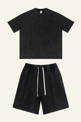 Men's Cotton Dopamine Set: T-shirt And Athletic Wear Short