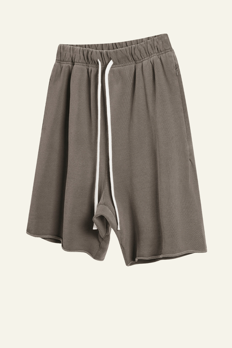 Men's Vintage Washed Cotton Frayed-Hem Shorts