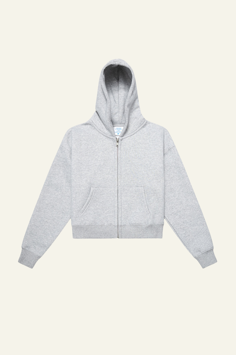 Women's  Fleece-lined Double-Zipper Cropped Hooded Jacket