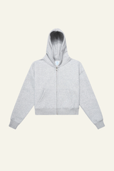 Women's  Fleece-lined Double-Zipper Cropped Hooded Jacket